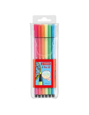 Pennarelli STABILO Pen 68 Fluo in Astuccio plastica - assortiti -1mm - dai 7anni - 6806-1 (conf.6)