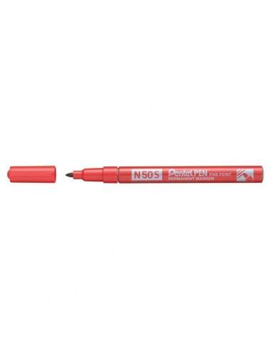 Marcatore permanente N50S Pentel - tonda - 1,0 mm - rosso - N50S-B
