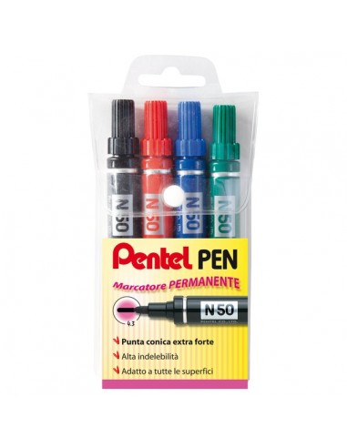 Marcatore permanente Pentel - Marcatore N50 - tonda -  assortiti - 4,3 mm - 0050503 (conf.4)