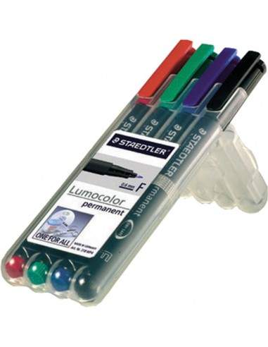 Penna punta sintetica Lumocolor® Permanent Staedtler - assortiti - fine - 0,6 mm - 318 WP4 (conf.4)