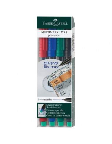 Marcatore permanente Multimark Faber Castell - Punta superfine - assortiti - 0,4 mm - 152304 (conf.4)