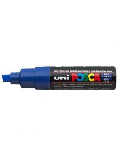 Marcatore Uni Posca a tempera Uni-Ball - blu - a scalpello - 8 mm - M PC8K B