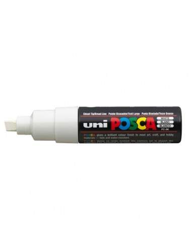 Marcatore Uni Posca a tempera Uni-Ball - bianco - a scalpello - 8 mm - M PC8K BI