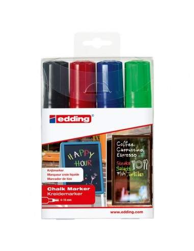 Marcatore a Gesso Liquido e-4090 Edding -  scalpello - 4-15 mm - assortiti - 4-4090-4999 (Conf.4)