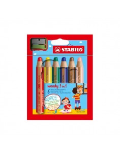 Pastelli Woody + temperino Stabilo - assortiti - 8806-2 (conf.6)