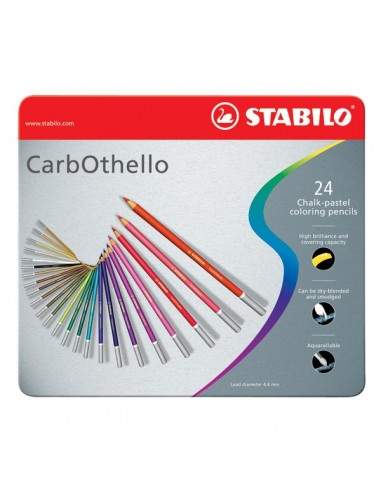 Matite colorate CarbOthello Stabilo - Scatola in metallo - 1424-6 (conf.24)