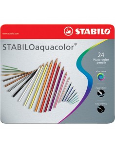 Matite colorate aquacolor® Stabilo - Scatola in metallo - 2,8 mm - da 6 anni - 1624-5 (conf.24)