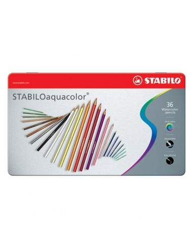 Matite colorate aquacolor® Stabilo - Scatola in metallo - 2,8 mm - da 6 anni - 1636-5 (conf.36)