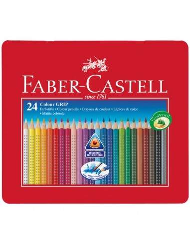 Matite Colorate Acquerellabili Colour Grip Faber Castell - Astuccio Metallo - 112423 (Conf.24)