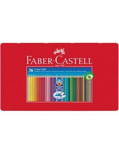 Matite Colorate Acquerellabili Colour Grip Faber Castell - Astuccio Metallo - 112435 (Conf.36)