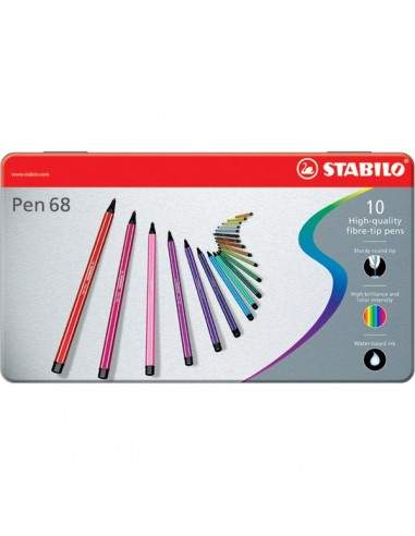 Pennarelli STABILO Pen 68 in Scatola in metallo - assortiti - 1 mm - dai 7 anni - 6810-6 (conf.10)