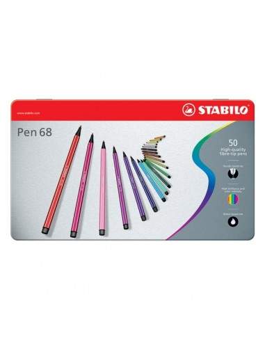 Pennarelli STABILO Pen 68 in Scatola metallo - assortiti -1 mm - dai 7 anni - 6850-6 (conf.50)