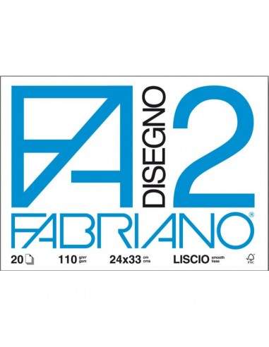Fabriano disegno 2 - Liscio - 33x48 cm - collato - 110 g/mq - 12 fogli - 06200534 (conf. 10) Fabriano - 1