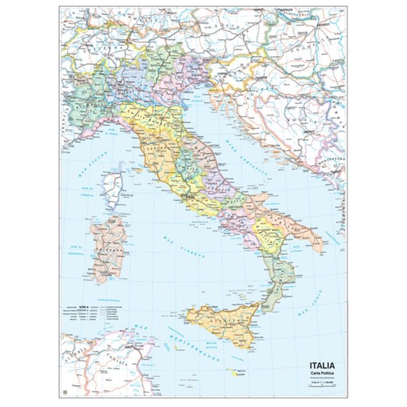Carta geografica murale fisica e politica ITALIA Belletti - 97x134