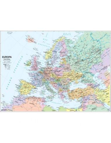 Carta geografica murale fisica e politica EUROPA Belletti - 132x99 cm - MS03PL