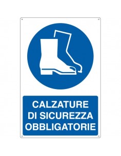 Cartello in alluminio 35x50 cm - Calzature di sicurezza obbligatorie - E1905X Cartelli Segnalatori - 1