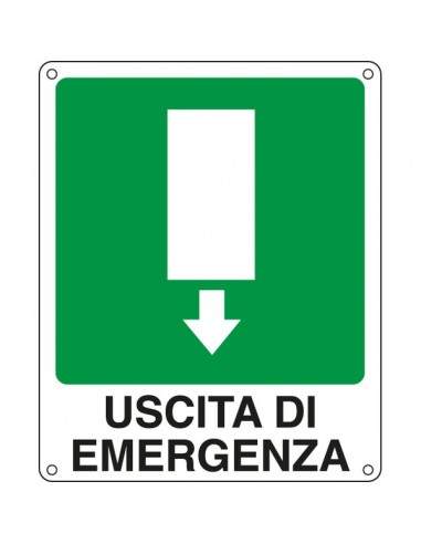Cartelli segnaletici salvataggio - uscita di emergenza (in basso) - 20107X 250x310 mm Cartelli Segnalatori - 1