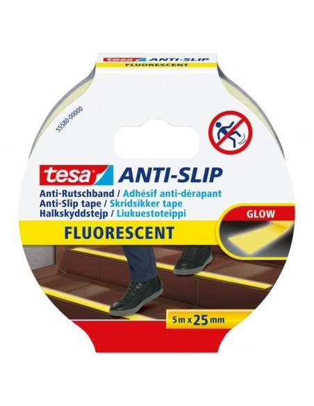 Nastro antisdrucciolo Tesa - 5m x 25 mm - fluo - 55580-00000-11