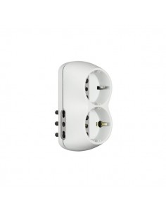 Adattatori Bticino - 2 10/16A (bipasso) - 2 P30 (schuko) - 10A - 4 prese - bianco - S3614D