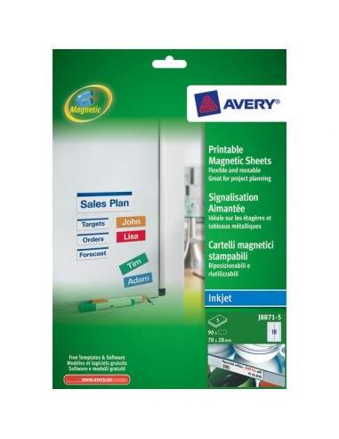 Cartelli magnetici per stampanti Inkjet Avery - 78x28 mm - 18 etich/ff - J8871-5