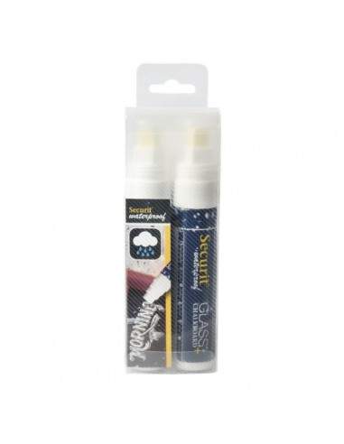 Pennarelli a gesso liquido Waterproof Securit - 7-15 mm - bianco - SMA820-V2-WT (conf.2)