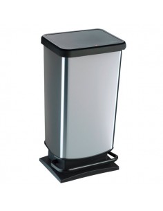 Pattumiera rettangolare Rotho - 35x30x68 cm - 40 litri - silver - F600060 Rotho - 1