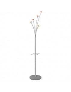 Appendiabiti Alba - Festy - grigio e legno - 5 appendini - 187 cm - 38 cm - PMFEST