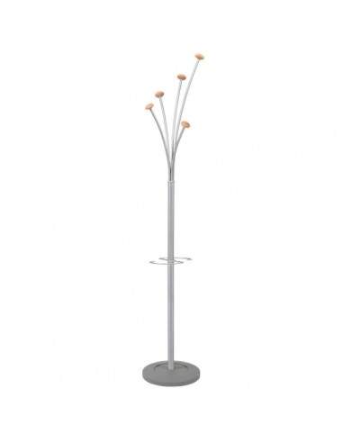 Appendiabiti Alba - Festy - grigio e legno - 5 appendini - 187 cm - 38 cm - PMFEST