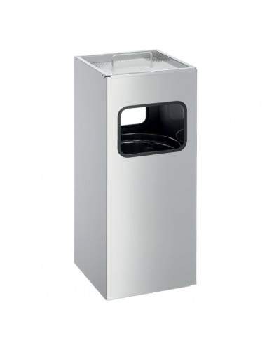 Posacenere In Metallo Con Sabbia Durable - Metal Bin - Quadrato - Argento - H 62 - L 25 cm - 3331-23