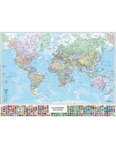 Carta geografica murale Belletti - Mondo - 91x70 cm - aste in plastica - M14PP/07 Belletti - 1