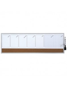 Planning magnetico settimanale Quartet - 19x58,5 cm - bianco/sughero - 1903780