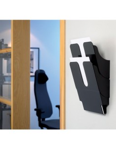 Portadepliant da parete Flexiplus Durable - 2 scomparti - A4 - 24,7x10x36 cm - nero - 1709008060 Durable - 1