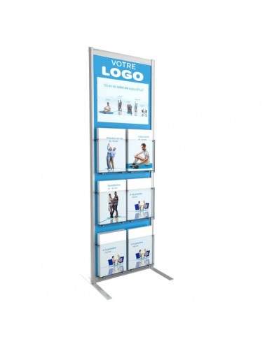 Espositore da terra Infodisplay Paperflow - 7 scomparti - 54x45x159 cm - K500035