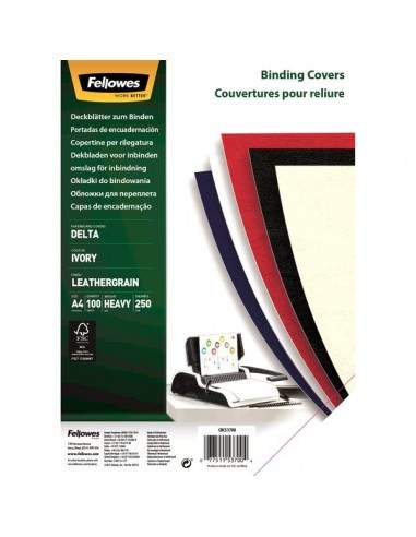 Copertine in cartoncino per rilegatura Fellowes - A4 - goffrato - 250 my - avorio - 5370004 (conf.100)