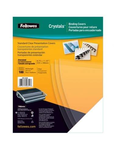 Copertine in PVC per rilegatura Fellowes - A4 - 180 my - trasparente - 5375901 (conf.100)