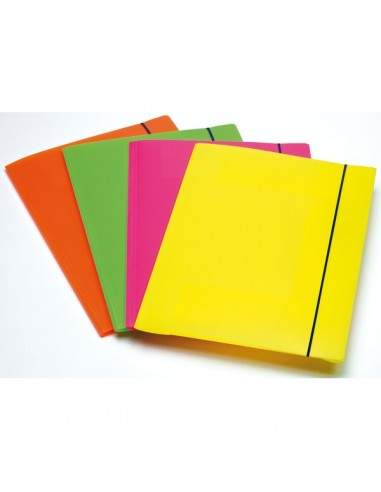 Cartella A 3 Lembi Fluo Con Elastico In Ppl Fellowes - Assortito - 1028001 (Conf.4)