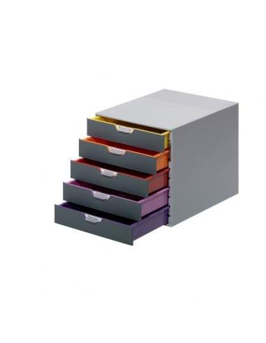 Cassettiere da scrivania Varicolor® Durable - grigio e multicolore - 5 cassetti - 5 cm - 7605-27