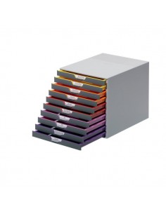 Cassettiere da scrivania Varicolor® Durable - grigio e multicolore - 10 cassetti - 2,5 cm - 7610-27