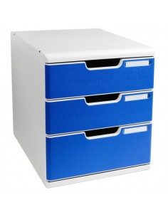 Cassettiera Modulo A4 Exacompta - grigio chiaro/blu - 2+1 cassetti - 325003D