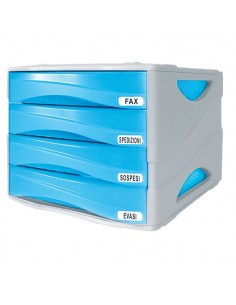 Cassettiera Smile Arda - blu traslucido - 4 cassetti - 5 cm - TR15P4PBL