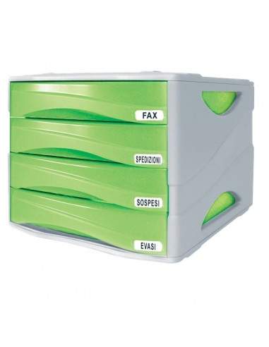 Cassettiera Smile Arda - verde traslucido - 4 cassetti - 5 cm - TR15P4PV