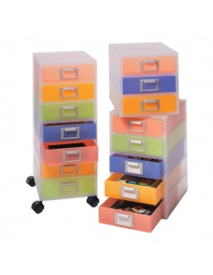 Cassettiera Jolly Niji - multicolor semitrasparente - 5 cassetti - 26x34 cm - h.tot.44 cm - 3114