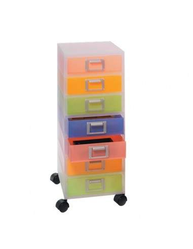 Cassettiera Jolly Niji - Con ruote - multicolor semitrasparente - 7 cassetti - h.tot.65 cm - 3115