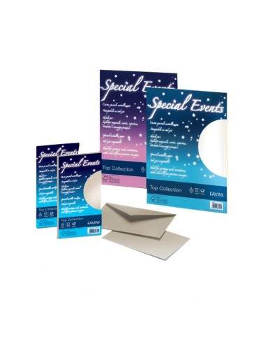 Carta e buste metallizzate Special Events Favini - sabbia - fogli - A4 - 120 g/mq - A69N154 (conf.20)