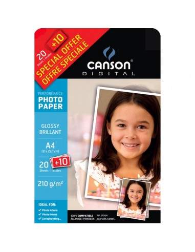 Carta fotografica Performance Canson - lucida - A4 - 210 g/mq - C200004325 (conf.20+10)