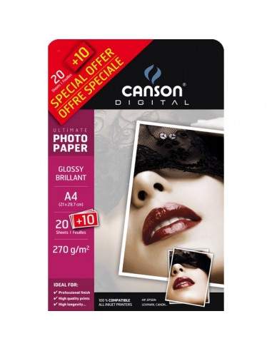 Carta fotografica Ultimate Canson - lucida - A4 - 270 g/mq - C200004331 (conf.20+10)