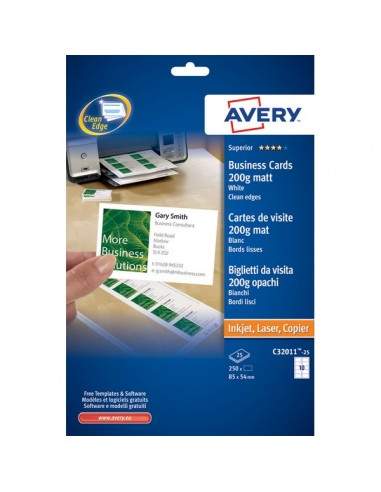 Biglietti da visita Quick&Clean™ Avery - Laser - bianco - 200 g/mq - C32011-25 (conf.250)