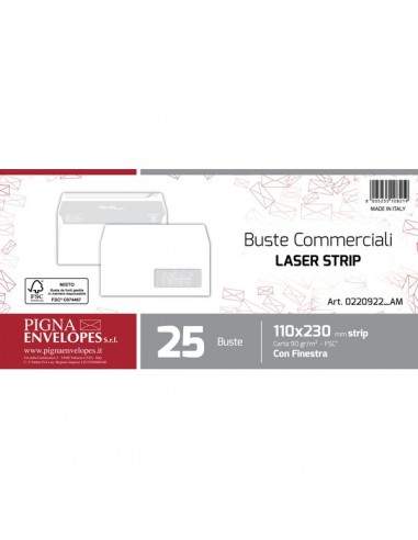 Buste per stampa laser con finestra Pigna - strip - 11x23 cm - 90 g - 0220922 (conf.25)