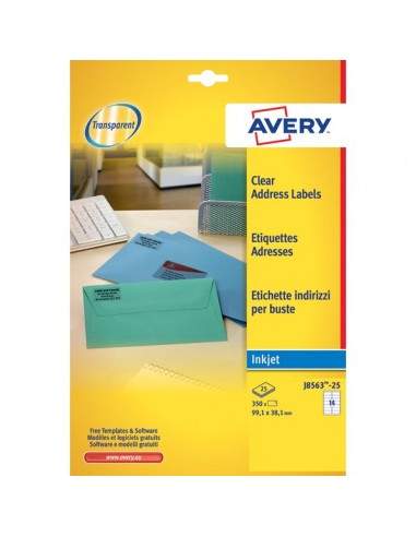 Etichette trasparenti QuickPEEL™ Avery - Inkjet - 99,1x38,1 mm - 14 et/ff - J8563-25 (conf.25)