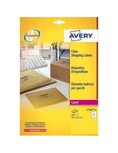 Etichette trasparenti QuickPEEL™ Avery - Laser - 99,1x67,7 mm - 8 et/ff - L7565-25 (conf.25)